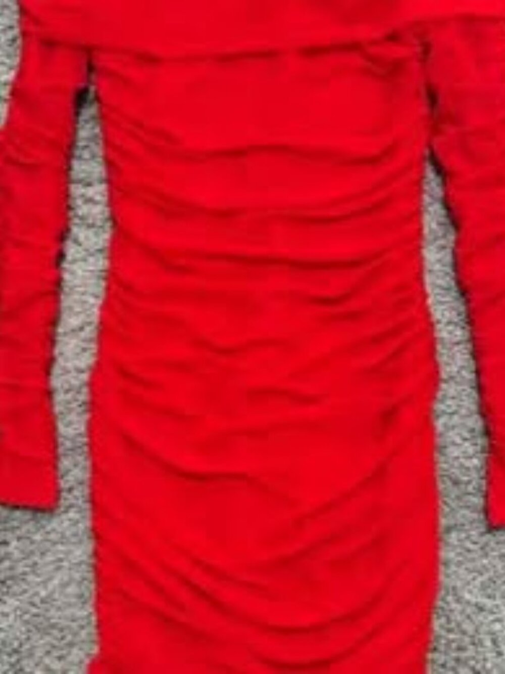 GOKATOSAU Red Off-the-Shoulder Ruched Mini Dress